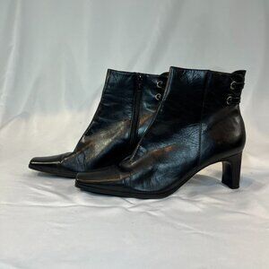 Bandolino Black Leather Ankle Boots | Women’s 7.5